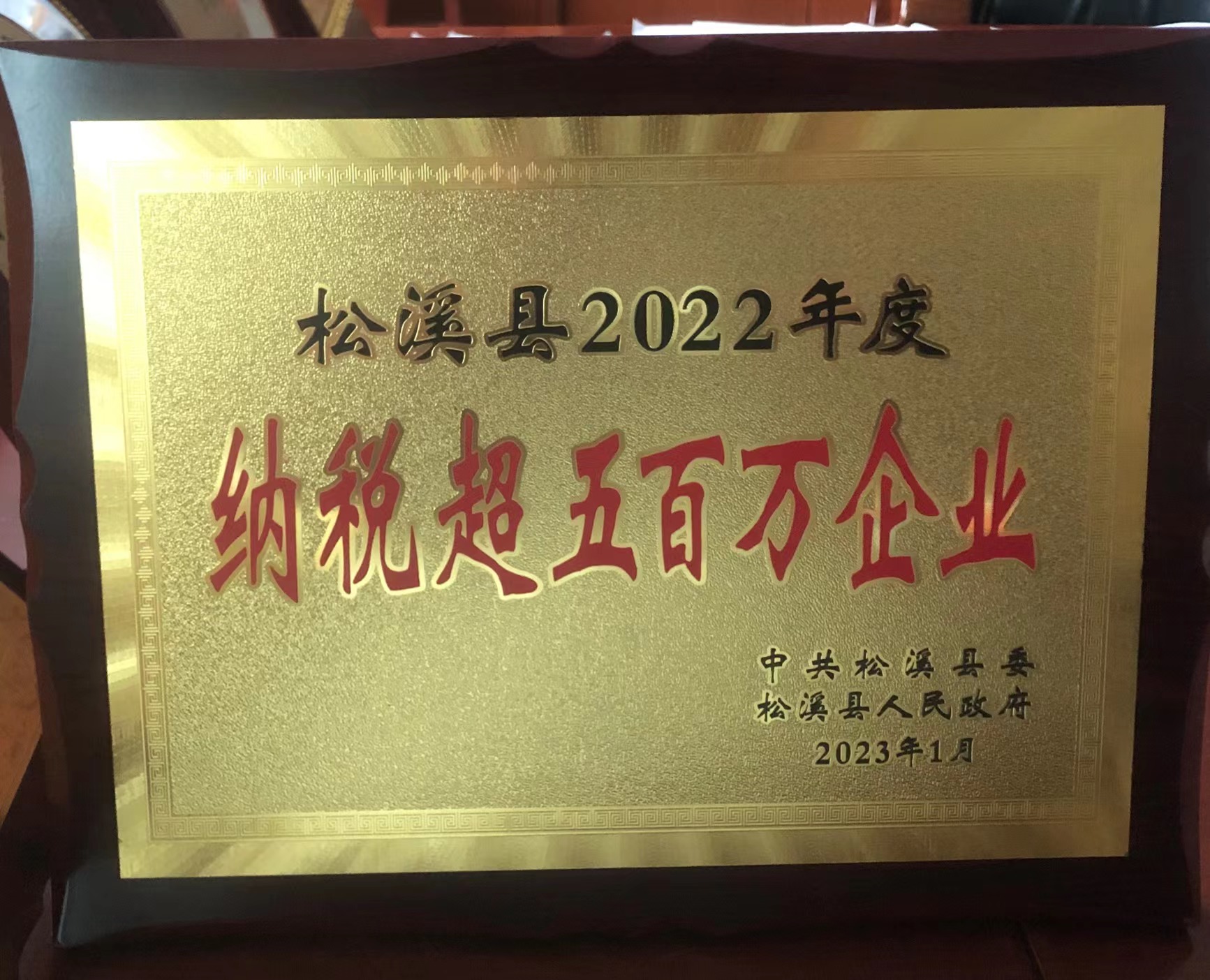 喜報(bào)！易順建工集團(tuán)喜獲“松溪縣2022年度納稅超五百萬(wàn)企業(yè)”榮譽(yù)